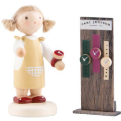 Flax Haired Children Girl with Watches - 5 cm / 2 inch