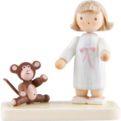 Flachshaarkinder Mädchen mit Äffchen - 5 cm