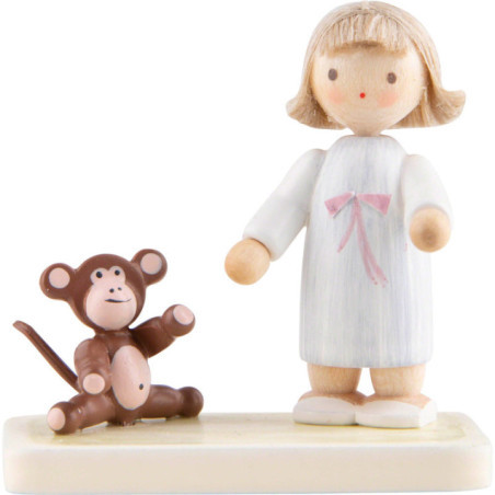 Flax Haired Children Girl with Apelet - 5 cm / 2 inch