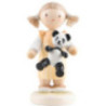 Flax Haired Children Girl with Panda - 5 cm / 2 inch