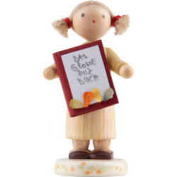 Flachshaarkinder Mädchen mit großem Pilzbuch - Edition Flade & Friends - 4,5 cm