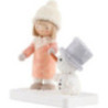 Flax Haired Children Girl with Snowman - 5,1 cm / 2 inch