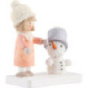 Flax Haired Children Girl with Snowman - 5,1 cm / 2 inch
