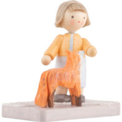 Flax Haired Children Girl with Fox - 4,4 cm / 1.7 inch