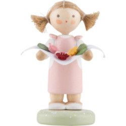 Flax Haired Children Girl with Springflowers - Edition Flade & Friends - 4,2 cm / 1.7 inch