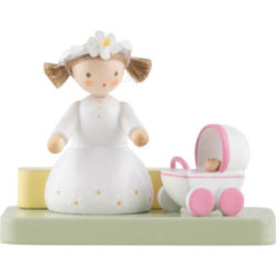 Flax Haired Children Girl with Doll Pram - Edition Flade & Friends - 4,1 cm / 1.6 inch
