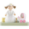Flax Haired Children Girl with Doll Pram - Edition Flade & Friends - 4,1 cm / 1.6 inch