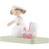 Flax Haired Children Girl with Doll Pram - Edition Flade & Friends - 4,1 cm / 1.6 inch