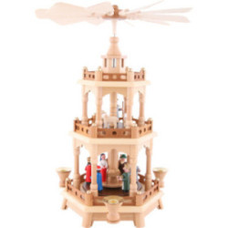 3-Tier Pyramid - Nativity, Colored Figures - 42 cm / 16.5 inch