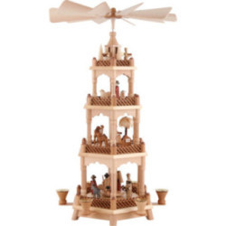 4-stöckige Pyramide Christi Geburt, natur - 58 cm
