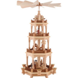 4-stöckige Pyramide Christi Geburt, natur - 58 cm