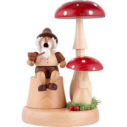 Räuchermännchen Wichtel unter Fliegenpilz - 16 cm