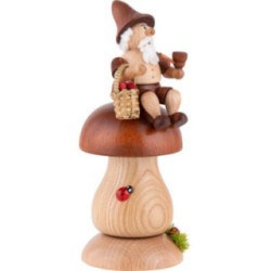 Räuchermännchen Wichtel auf Braunkappe - 17 cm