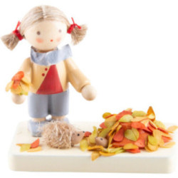 Flachshaarkinder Mädchen mit Igel - 3,9 cm