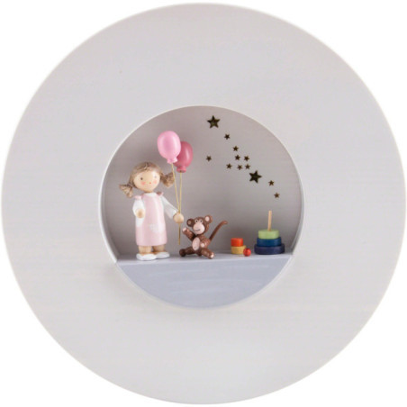 Flachshaarkinder - Figurenbild mit Mädchen  "Glücksbringer"  - 16 cm