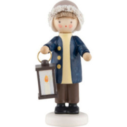 Flax Haired Children Boy with Lantern - 5,5 cm / 2.2 inch
