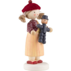 Flax Haired Children Girl with Plum Potato - 5,1 cm / 2 inch