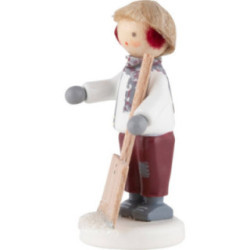 Flax Haired Children Boy with Snow Shovel - 4,8 cm / 1.9 inch