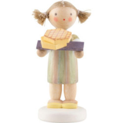 Flax Haired Children Girl with Honey Waffles - 4,7 cm / 1.9 inch
