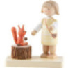 Flax Haired Children Girl with Squirrel - 4,7 cm / 1.9 inch