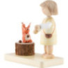 Flax Haired Children Girl with Squirrel - 4,7 cm / 1.9 inch