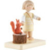 Flax Haired Children Girl with Squirrel - 4,7 cm / 1.9 inch