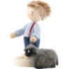 Flachshaarkinder Junge mit schwarzem Schaf - 4 cm