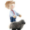 Flax Haired Children Boy with Black Sheep - 4 cm / 1.6 inch