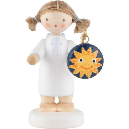 Flax Haired Angel with Lampion "Sun" - 4,2 cm / 1.7 inch