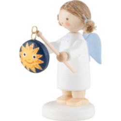 Flax Haired Angel with Lampion "Sun" - 4,2 cm / 1.7 inch
