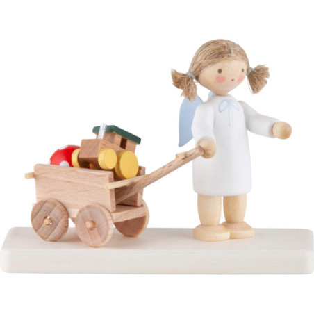 Flax Haired Angel with Handcart - 4,7 cm / 1.9 inch