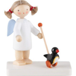 Flax Haired Angel with Waddling Penguin - 4,7 cm / 1.9 inch