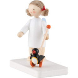 Flax Haired Angel with Waddling Penguin - 4,7 cm / 1.9 inch