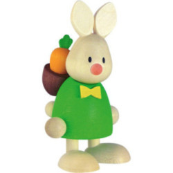 Bunny Max with Back Pack Rod and Carrot - 9 cm / 3.5 inch