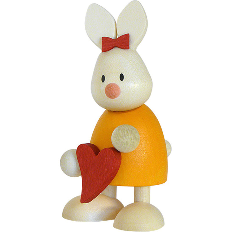 Bunny Emma Standing with Heart - 9 cm / 3.5 inch