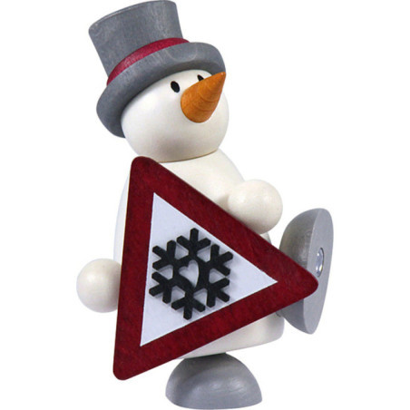 Schneemann Fritz mit Schild - 9 cm