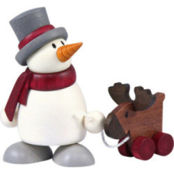 Schneemann Otto mit Elch - 8 cm