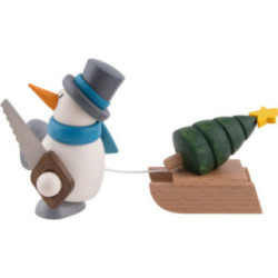Snow Man Otto with Sleigh and Tree - 9 cm / 3.5 inch