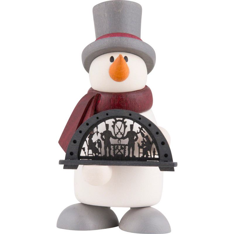 Schneemann Fritz mit Schwibbogen - 9 cm