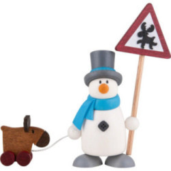 Schneemann Fritz mit Elch - 9 cm