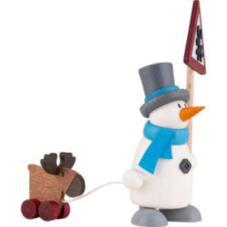 Schneemann Fritz mit Elch - 9 cm