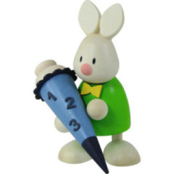 Bunny Max with School Cone - 9 cm / 3.5 inch