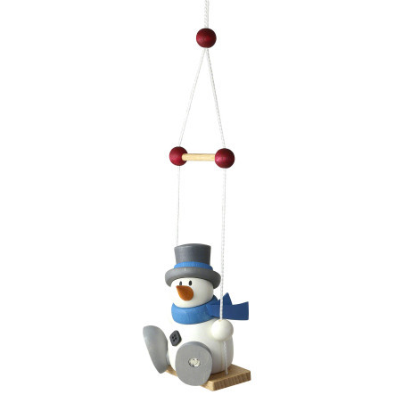Snow Man Otto on Swing - 9 cm / 3.5 inch