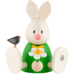 Kaninchen Max mit Blume sitzend - 6 cm