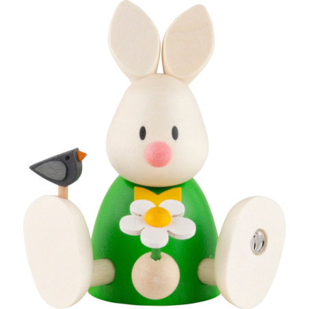 Kaninchen Max mit Blume sitzend - 6 cm