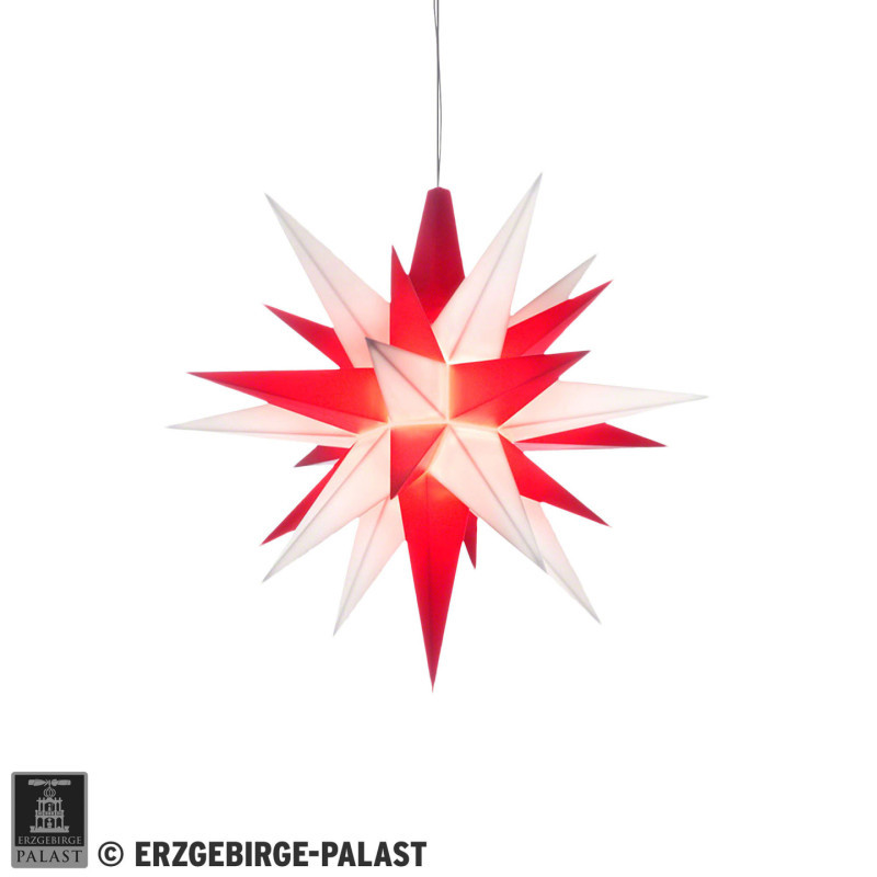 Herrnhuter Stern A1e weiß/rot Kunststoff - 13 cm
