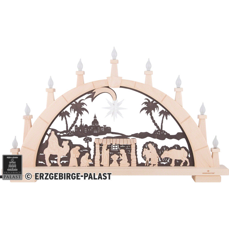Schwibbogen Herrnhuter Lichterbogen - 65x40 cm / 25.6x15.7 inch