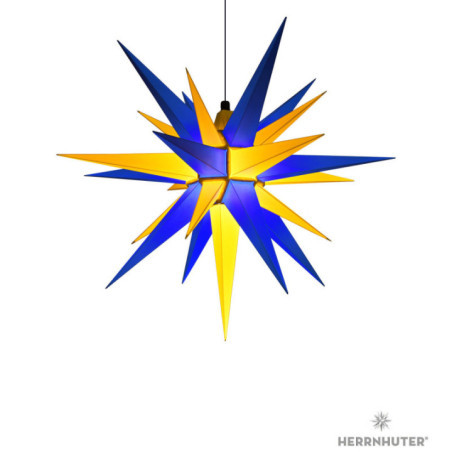 Herrnhuter Stern A7 blau/gelb Kunststoff - Edition Oberlausitz - 68 cm