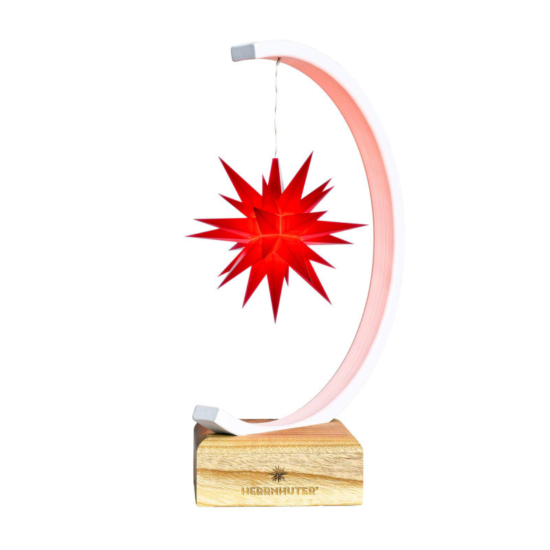 Metall-Sternenbogen weiß-glitter mit A1e rot - 27,5 cm