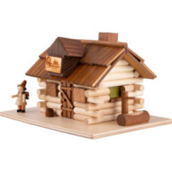 Traditionelles Rauchhaus Köhlerhütte mit Waldarbeiter und LED - 10,5 cm